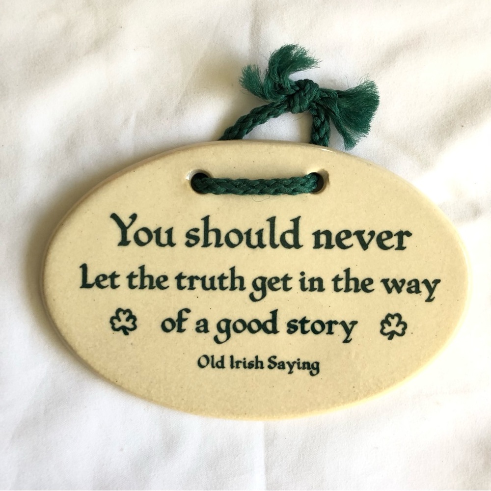 Irish Plaque 5.5” x 3.5” Mountain Meadows Pottery Hand made in USA